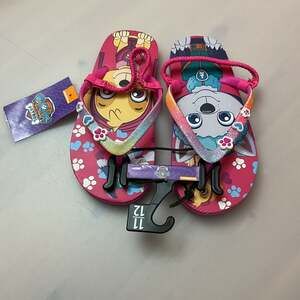Paw Patrol Skye Girls' Sandals, Pink Glitter Flip Flops, Size 11/12